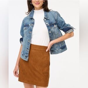 J. Crew Faux Suede Mini Skirt in Walnut Size 14. NWT